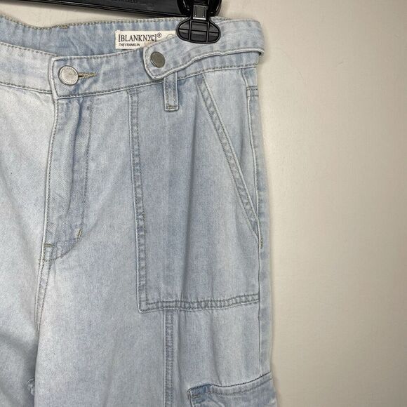 BLANKNYC Call My Name Jeans Women 28 Slouchy Cargo Raw Hem Light Wash Franklin - Picture 3 of 16